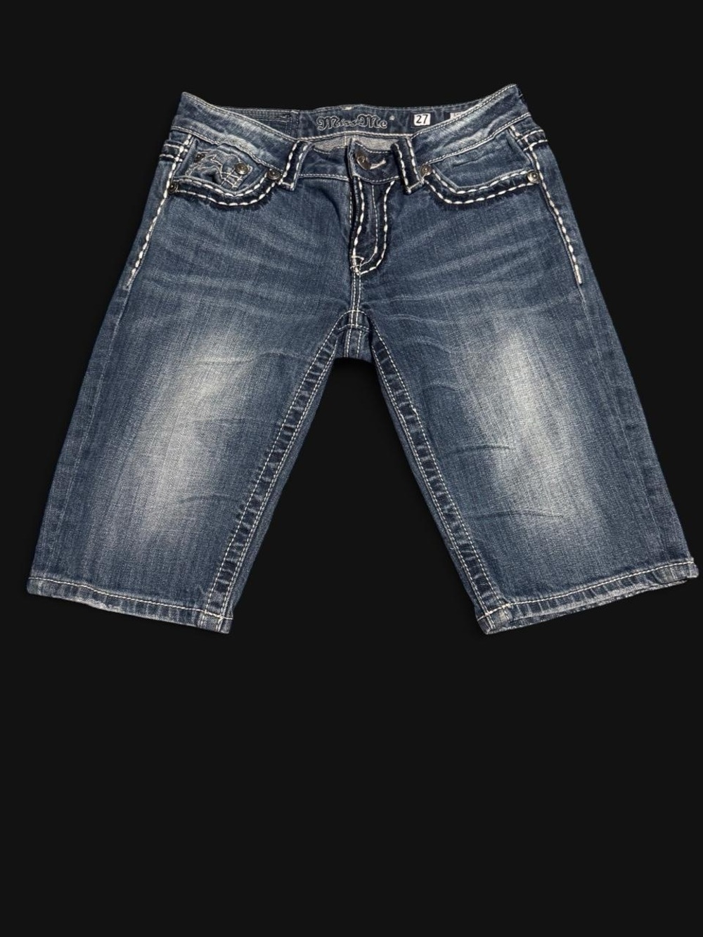 Miss Me Blue Washed Denim Bermuda Shorts